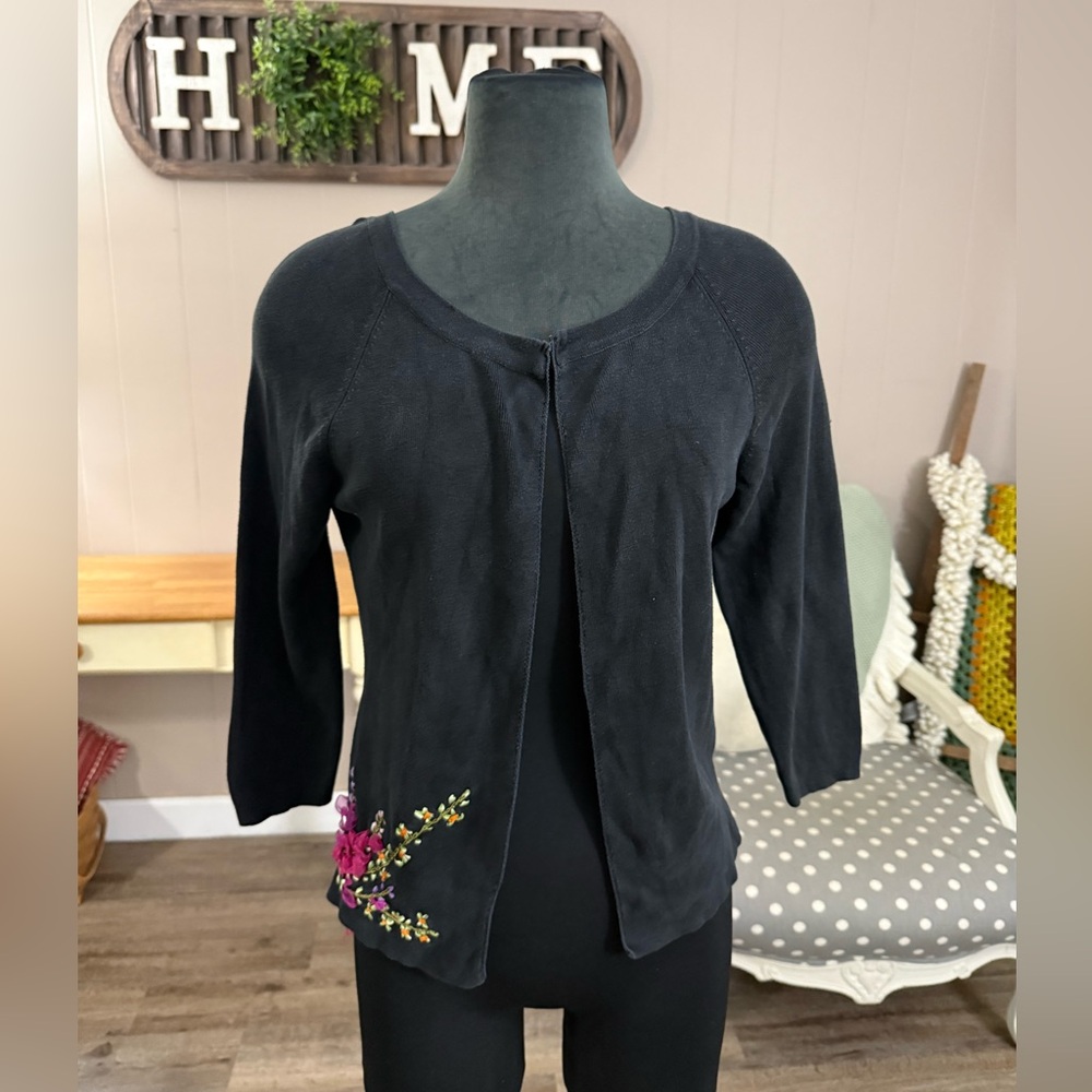 VTG Joseph A. • Silk Blend 3/4 Sleeve Floral Cardigan